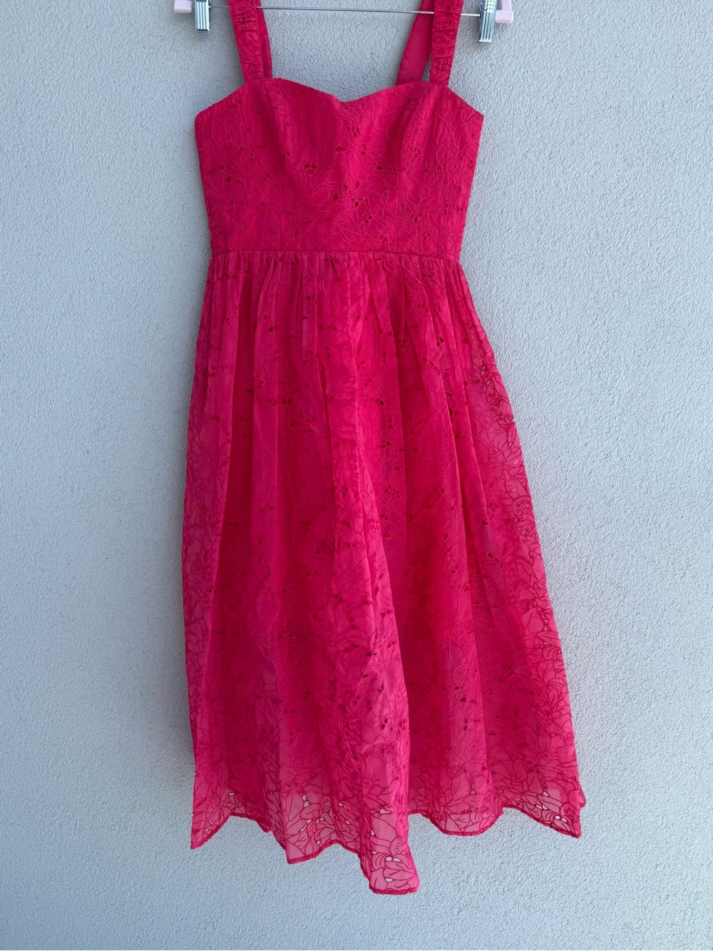 French Connection Fuchsia Lace Midi Dress